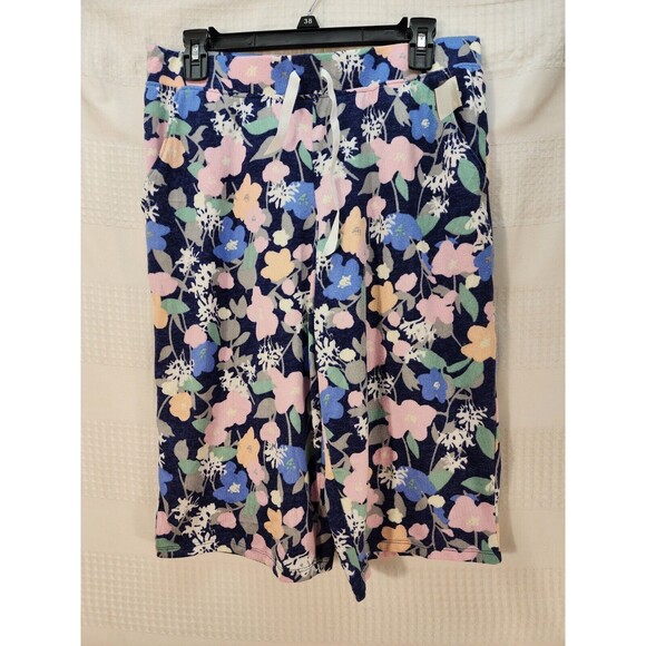 Croft & Barrow Pajama Set Women Size Medium Floral Print Drawstring Comfy Blue - Picture 1 of 12